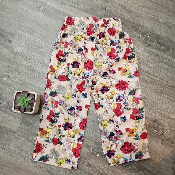 Anthropologie Pins And Needles Floral Cropped Pants Sz S - Picture 2 of 6